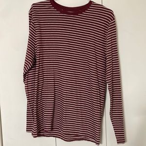 Large, Old Navy, Red and White Striped, Men’s Long Sleeve shirt